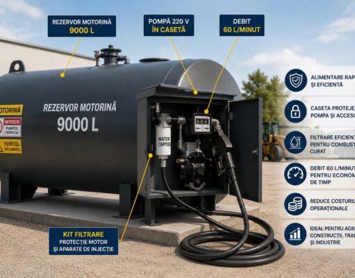 Rezervor motorină 9000 l cu pompă și kit filtrare stații GPL